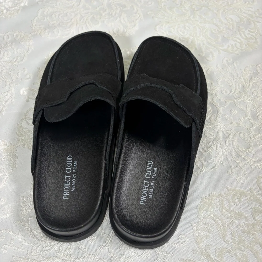 Project Cloud Black Suede Slip On Clogs Size 7.5 - Picture 9 of 13